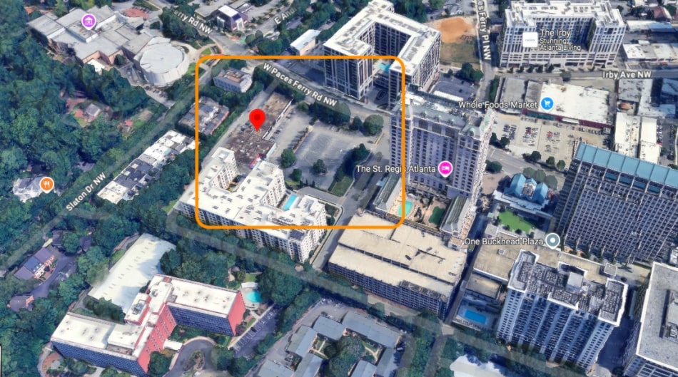 The site in question beside the St. Regis Atlanta tower.