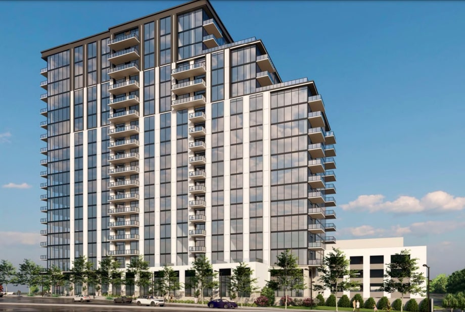 Plans for the 20-story proposal's West Paces Ferry Road facade in Buckhead.